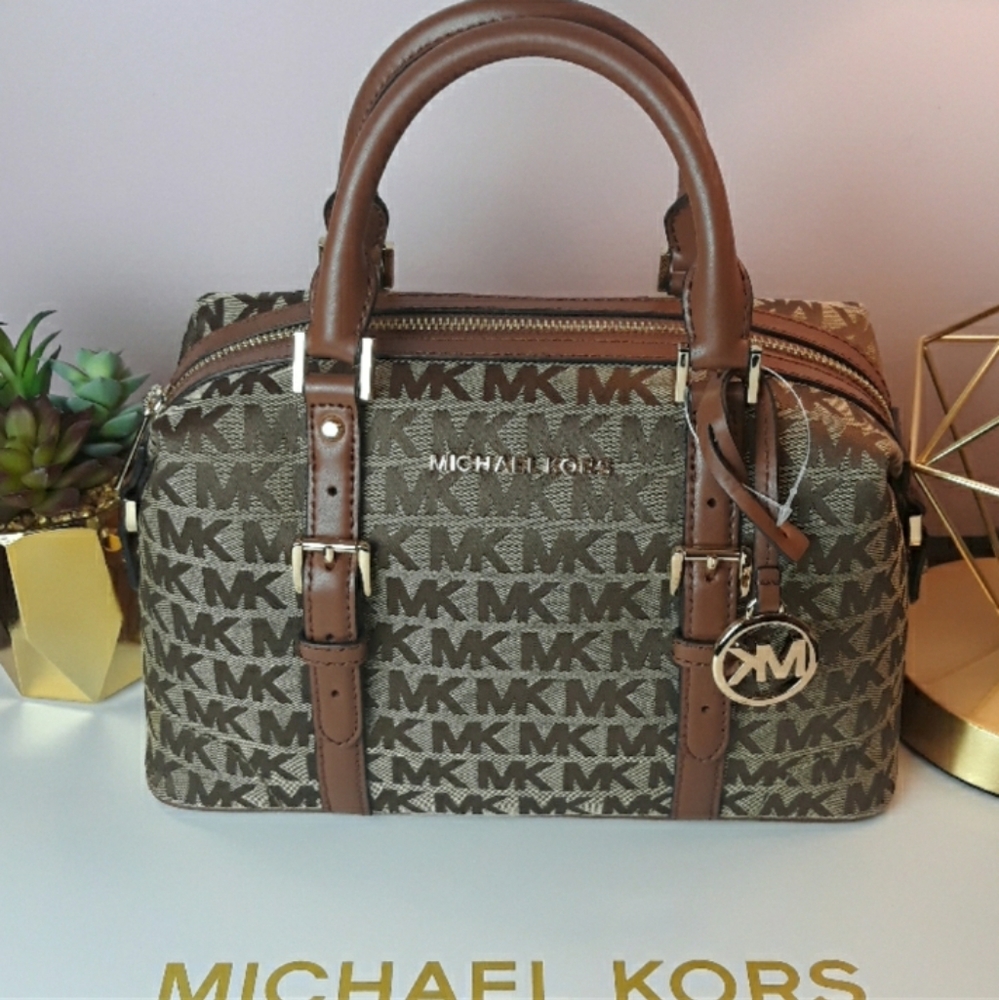 LAST ONE SALE âť—Michael Kors Satchel Brown Signat - Picture 2 of 6